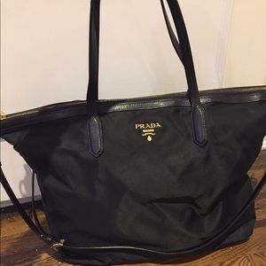 Prada vinyl large tote with long shoulder strap